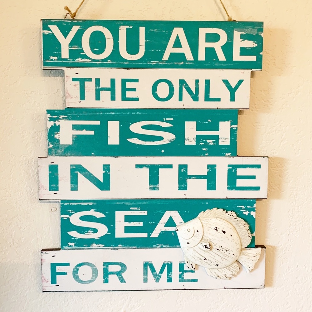 Wooden wall art decor lake ocean beach fish theme